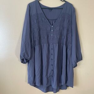 torrid Slate Blue Peasant Button-Front Blouse
